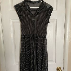 Black and white sheer polka dot dress